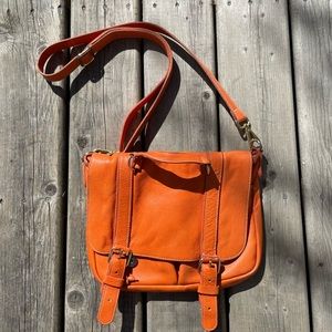 Roots orange with pink satin lining crossbody purse